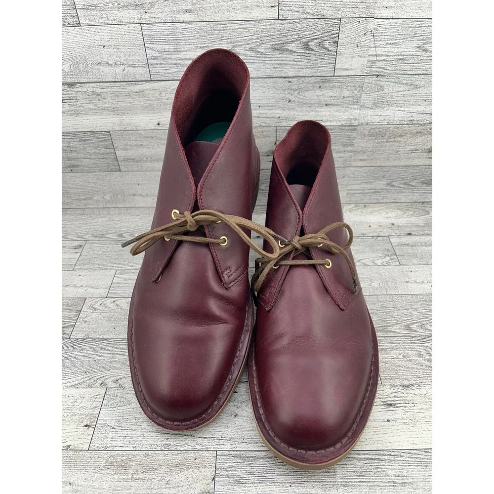 Clarks Bushacre 3 Mens Burgundy Leather Chukka Desert Boots‎ 12 M 261741457110